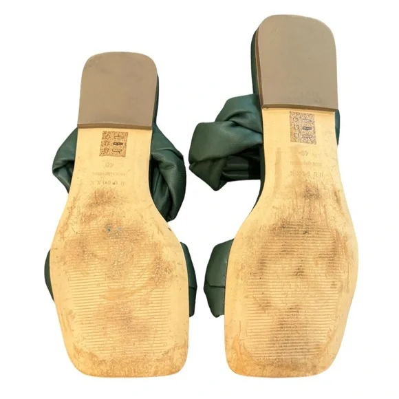 Nubikk NIB Leather Square Twist Flat Sandals - Hunter Green 40 - Picture 5 of 6